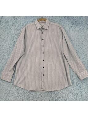 Christian Lacroix Dress Shirt Mens Contemporary Fit Long Sleeve Geometric Sz XL